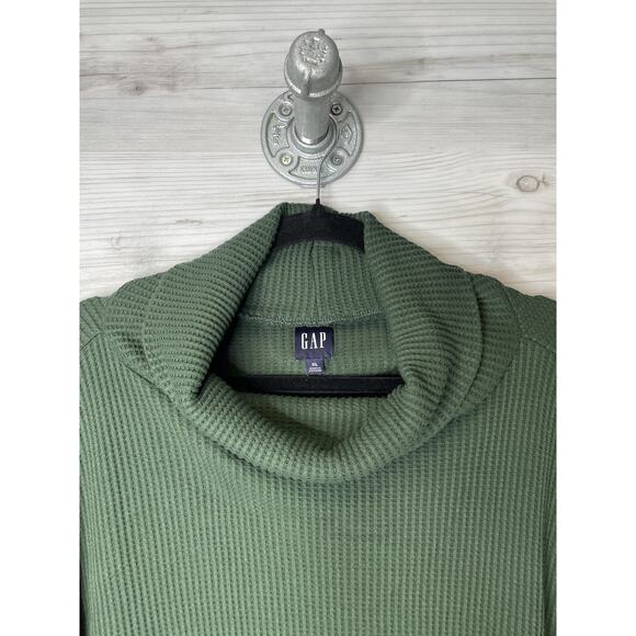 GAP Sweater Womens XL Dark Emerald Long Sleeve Waffle Knit Cowl Neck Pullover - Picture 2 of 9